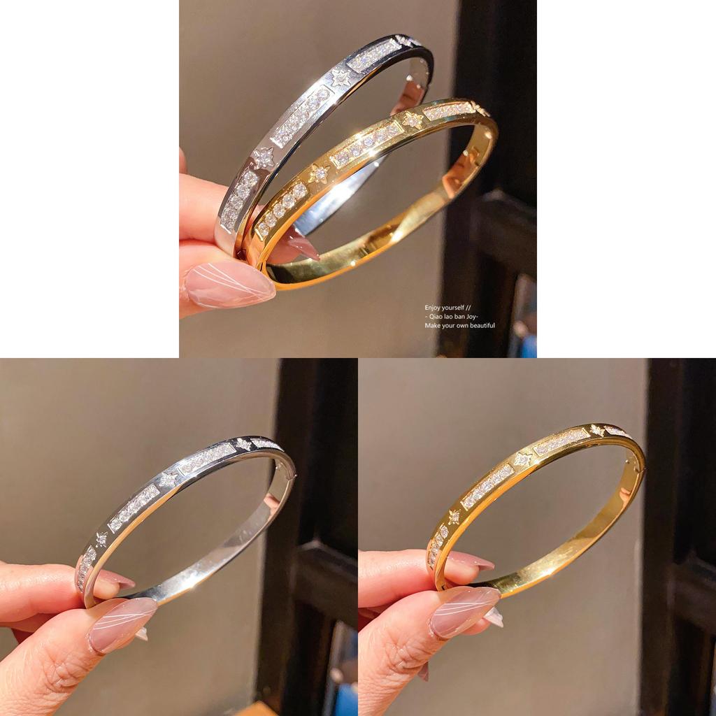 Edelstahl Zirkon Stern Armreif Mit Elegantem Design Für Modische Frauen