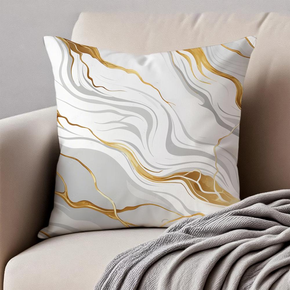 Natural classical Marble texture pattern style Cushion Cover Pillowcase Antidustmite Invisible Zipper Short Plush Sofa Cushion