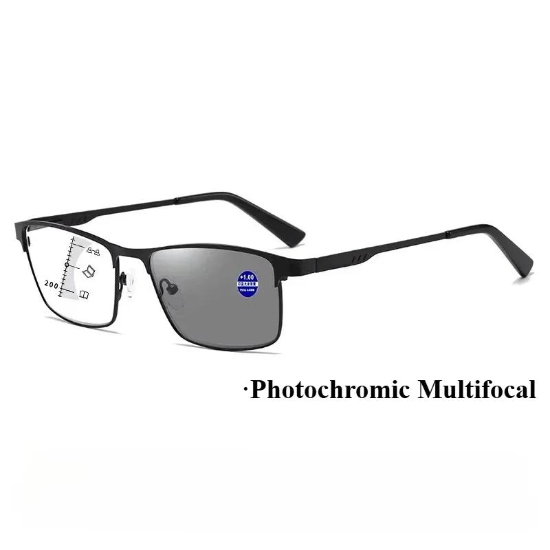 Classic Square Business Multifunctional Photochromic Presbyopia Glasses Unisex For Both Near And Far Use Anti Blue Light Glasses