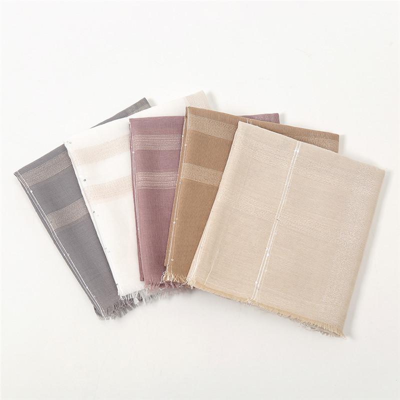 Plain Lurex Glitter Sequin Striped 100% Polyester Fringe Shawl Scarf Lady High Quality Wrap Pashmina Stole Bufandas Muslim Hijab