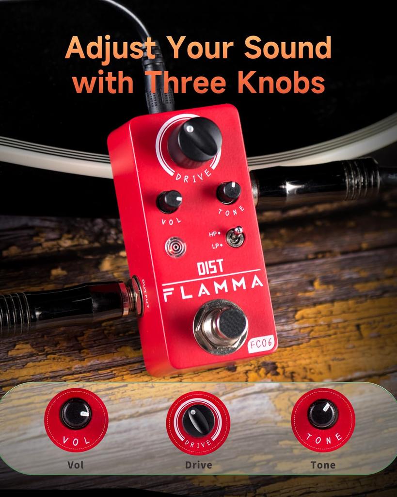 FLAMMA FC06 Guitar Metal Distortion Pedal Electric Guitar Effect Pedal Mini Size True Bypass