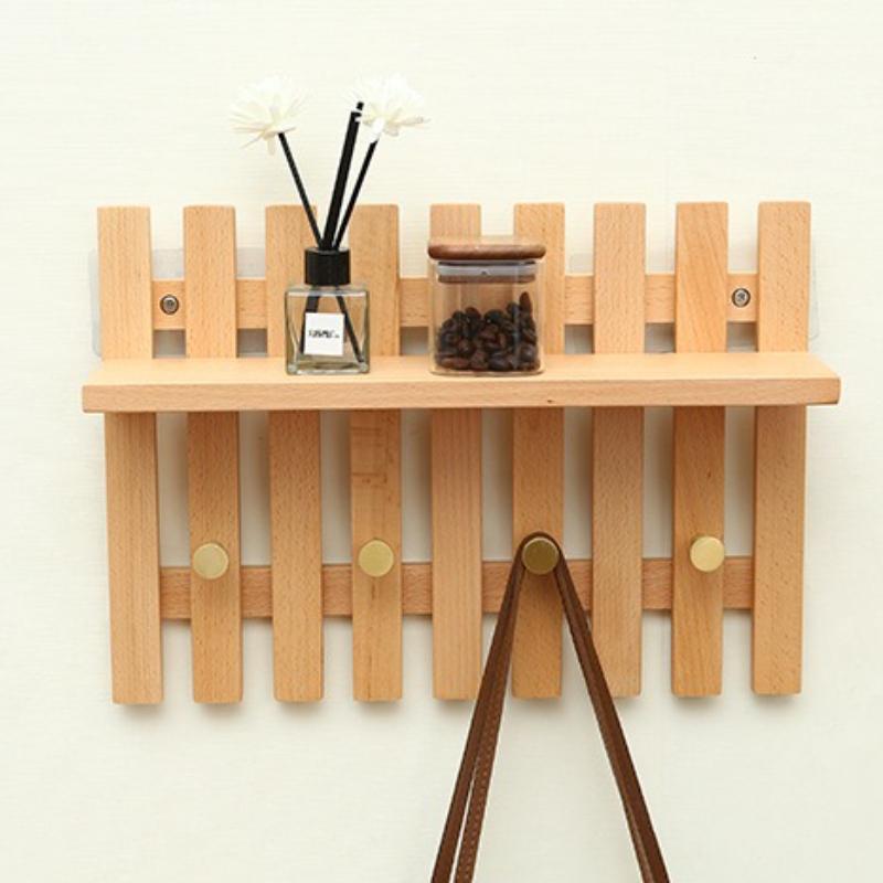 

Wooden Coat Racks Retro Wall Coat Rack Living Room Organizer Clothes Hanger Corner Storage Clothing Stand Minimalist Furniture 39x28x10CM