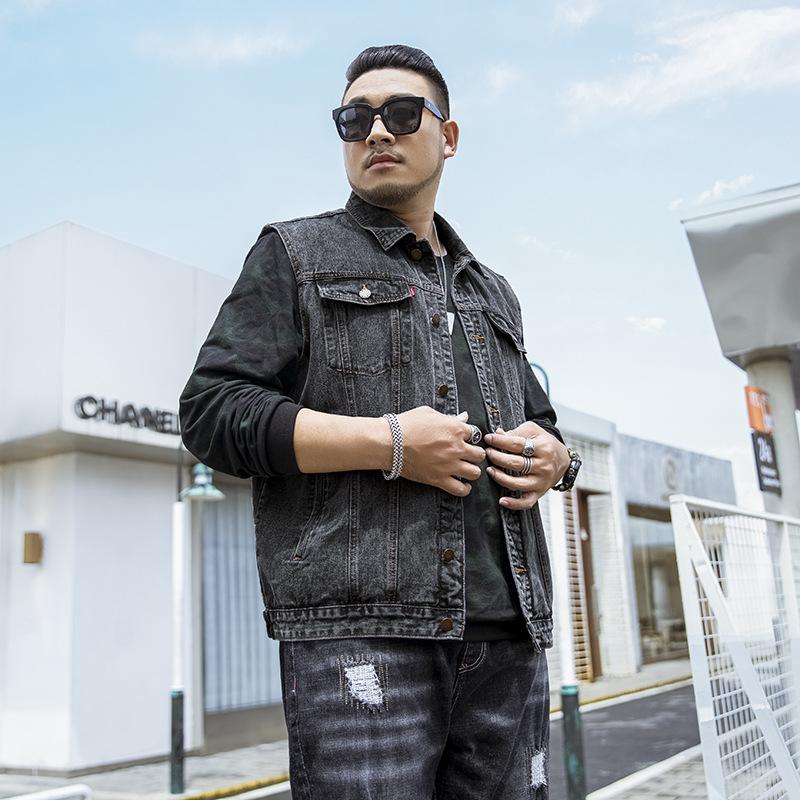 Denim Vest Men Outdoors Cotton Multi Pocket Sleevless Jean Jacket Tactical Waistcoat Coat