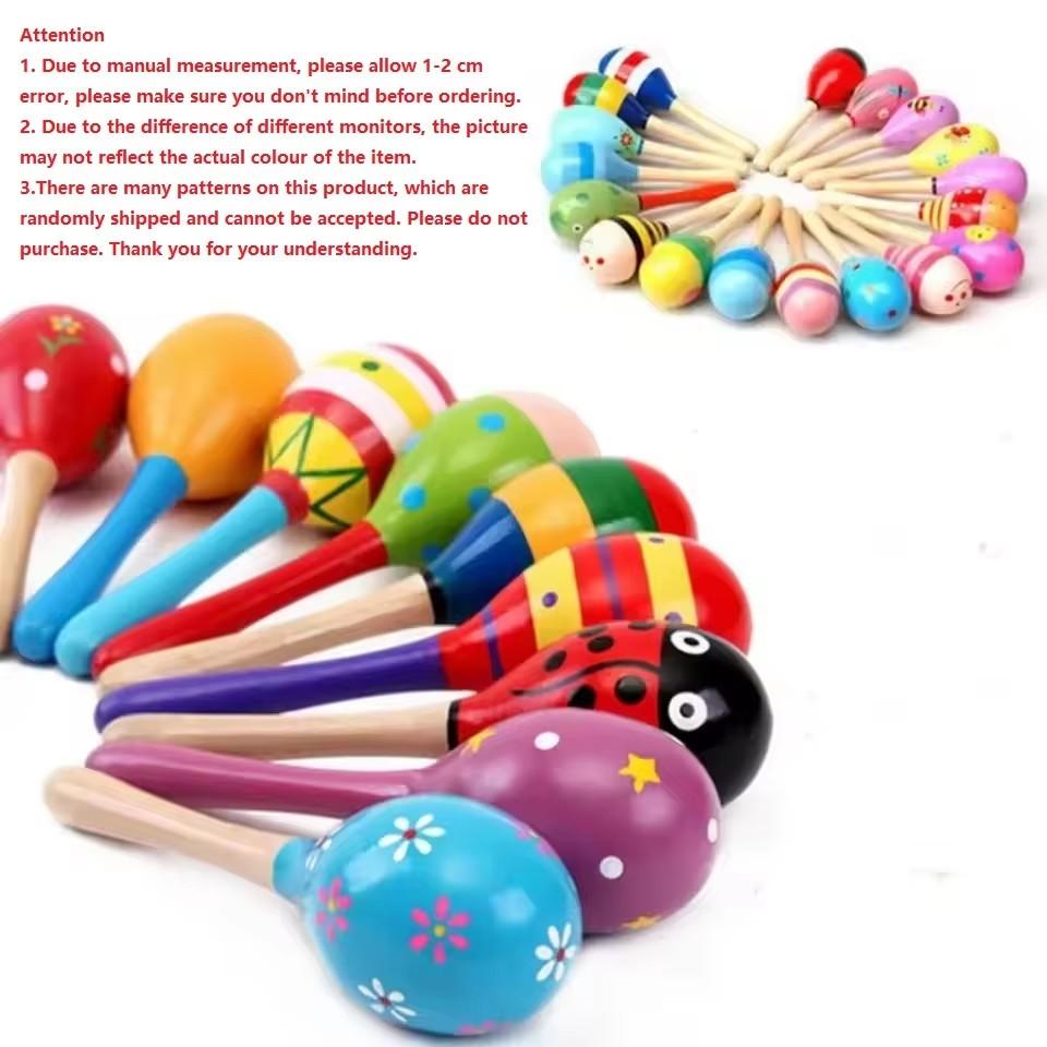 

Large Montessori Ktv Toy Wooden Colorful Musical Instrument Rattle Shaker Sand Hammer Bell Kids Children Early Learning Toys