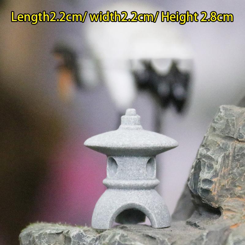Vintage Zen Miniatyr Sand Stone Tower Pavilion Ornaments Lyktfigurer Japansk hage Bonsai Rockery Lanscaping Home Decor