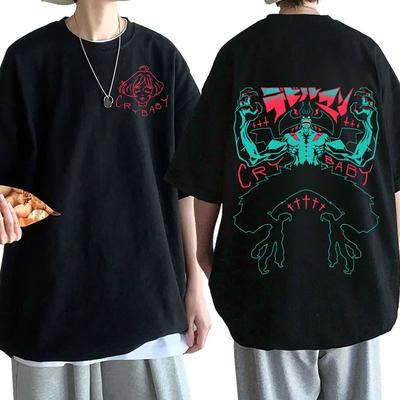 Anime Devilman Crybaby Double Sided Print T-shirt Unisex's Women Casual Cotton Oversized T-shirts Harajuku Streetwear Tees Cosplay