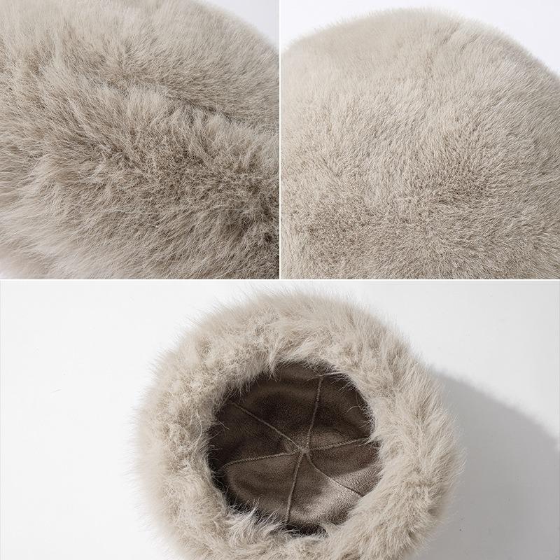 Hairy Mongolian Hat Girl Cute Face Small Dome Basin Hat Cold Warm Imitation Mink Warm Bucket Hat Winter