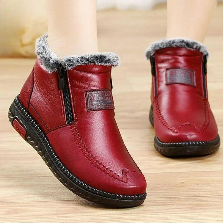 Mother's Cotton Shoes Thickened Winter Casual Flat-bottomed Lightweight Non-slip Soft-soled Loose Warm Cotton Boots for The Elderly
