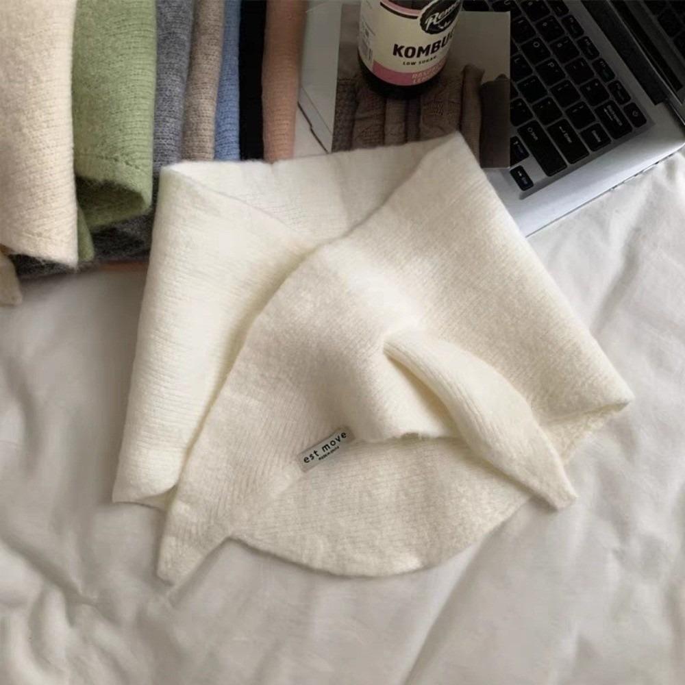 

New Windproof Neck Warmer Warm Triangular Knitted Scarf Coldproof Versatile Fake Collar Autumn and Winter бежевый