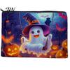 Durable Zipper Bag Halloween Storage Bag, with Colorful Cartoon Ghost Print, Canvas Trendy Makeup Large Capacity Lightweight Travel Toiletry Thick