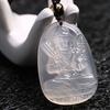 White agate eight guardian natural crystal Guanyin pendant, twelve zodiac white chalcedony Buddha pendant 202