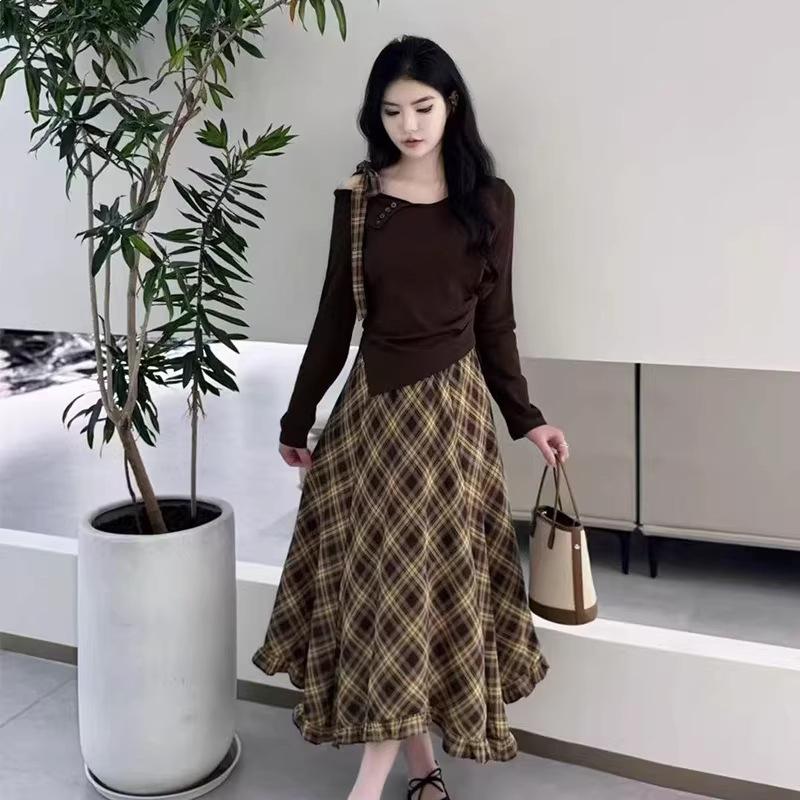

Women s High-End Plaid Suit Skirt Set - Petite Casual Two-Piece for Early Spring & Autumn 2026 Fashion XL