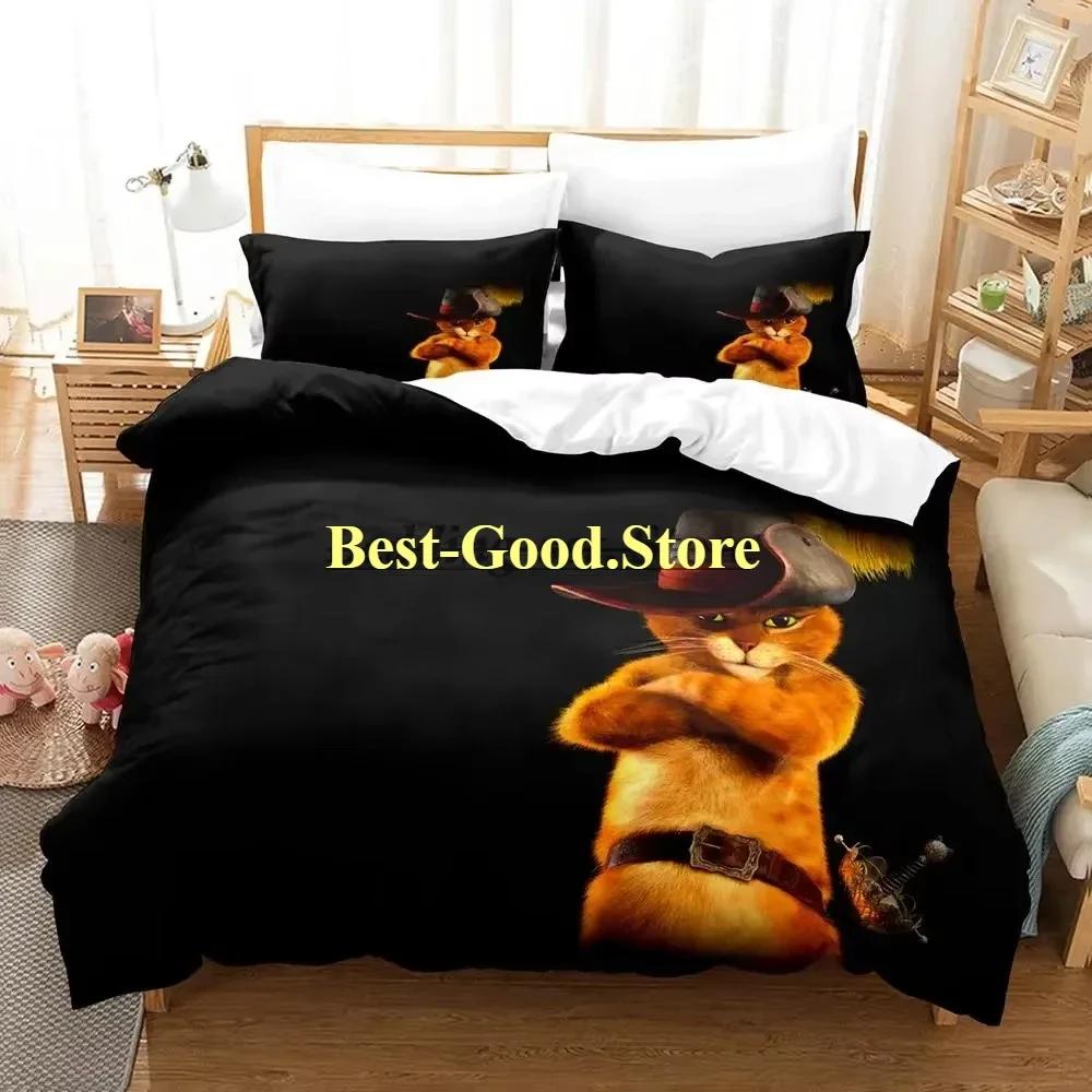 Wolf PUSS IN BOOTS Bedding Set Printed Bed Set With Pillowcase Bed Duvet Cover Soft Single Double Queen Super King Size