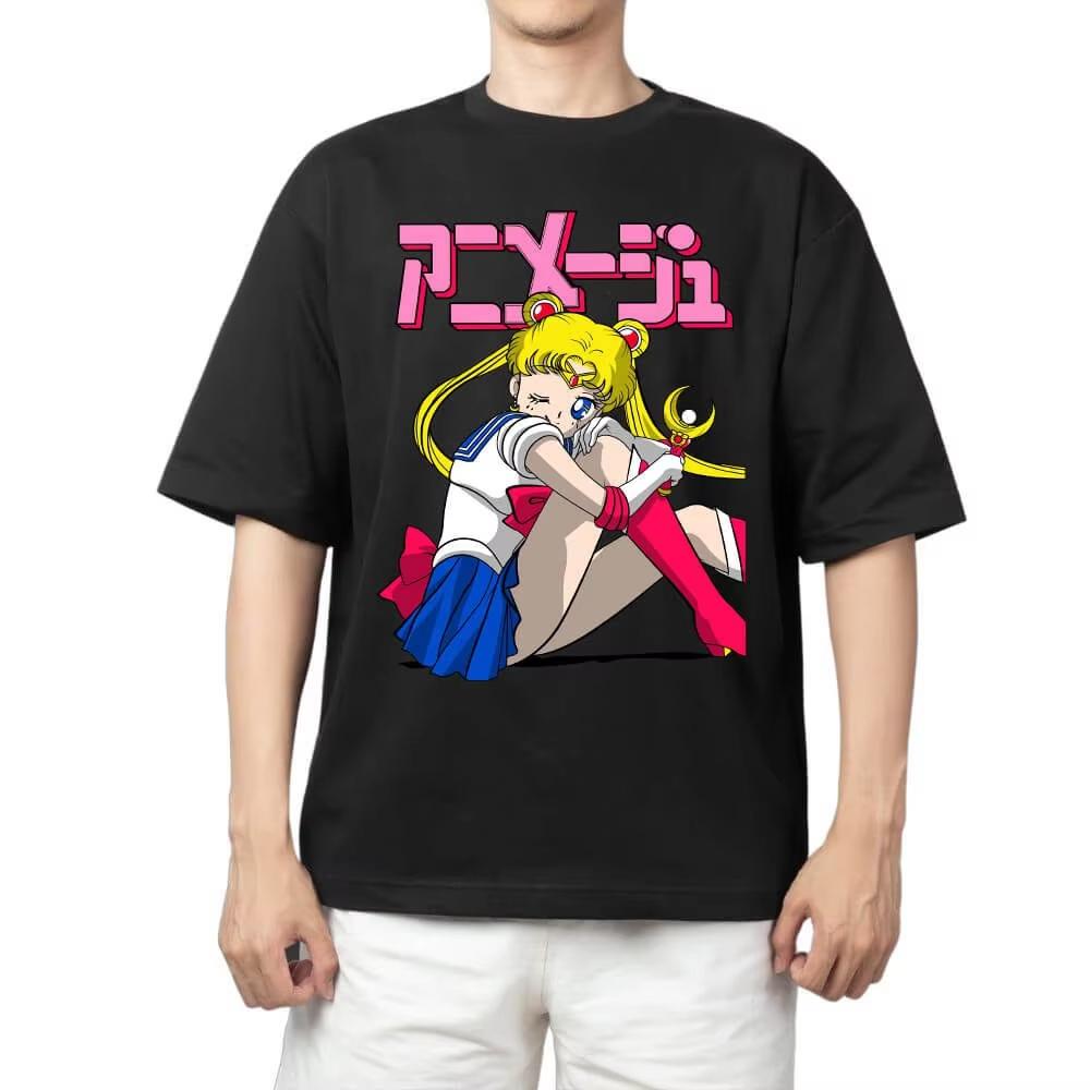 Heta Rean Sailor Moon Anime Grafiska T-shirts Herr Dam Hip Hop Överdimensionerad T-shirt Tryck Rund Hals Kort Ärm Lättviktig Vardaglig T-shirt