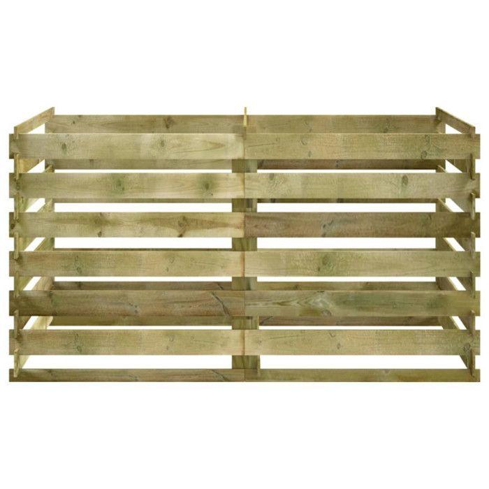 Bac de compostage - vidaXL - 180x90x90 cm - Bois de pin imprégné - Résistant à la pourriture - Montage facile