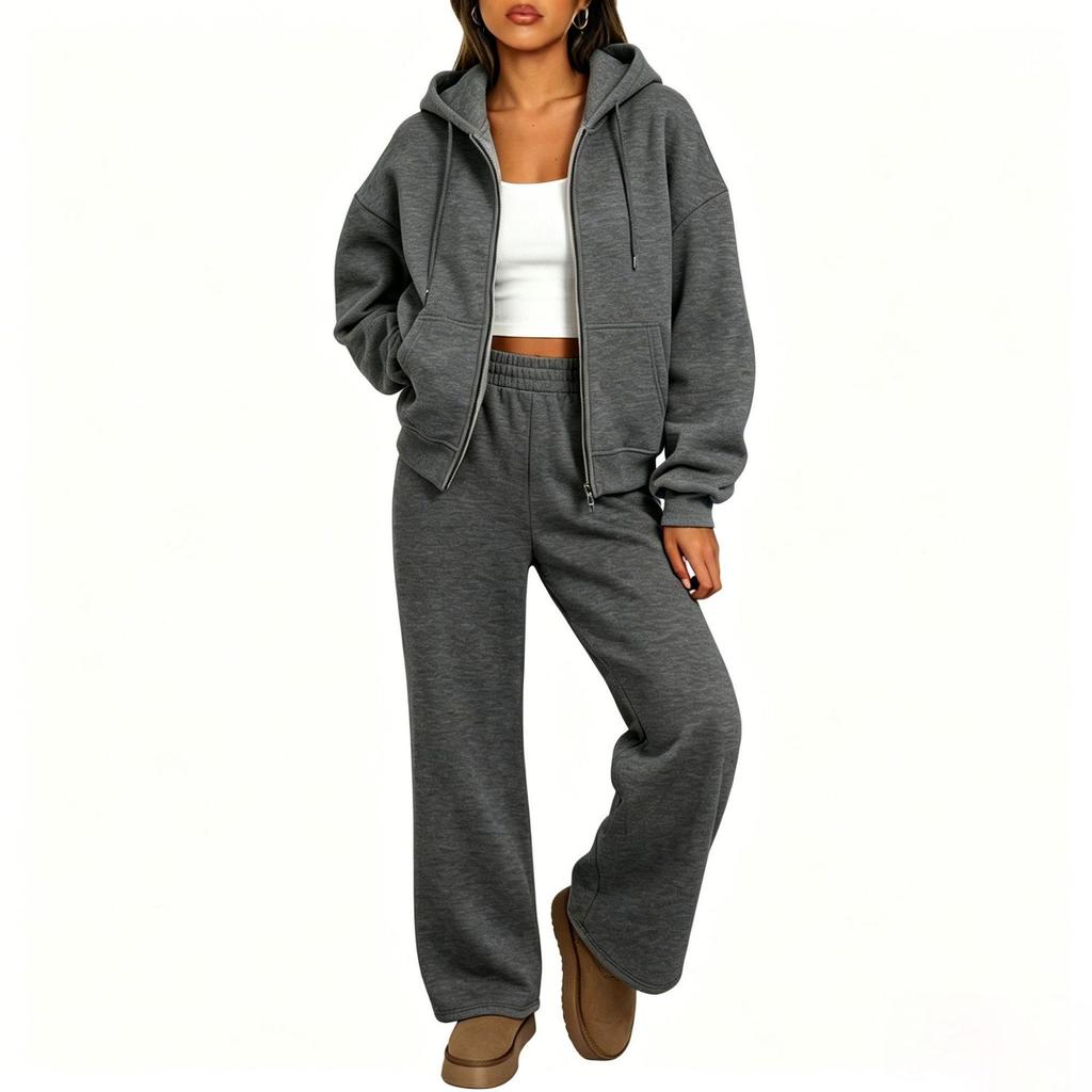 Felpa con Zip Stile Sportivo Unisex e Set Pantaloni a Gamba Larga - Collezione Autunno/Inverno