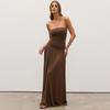 Abito Maxi Donna Senza Spalline a Tubo Vita Arricciata Colore Unico Svasato Lunghezza Pavimento Estivo Casual Vacanza al Mare Abito Lungo