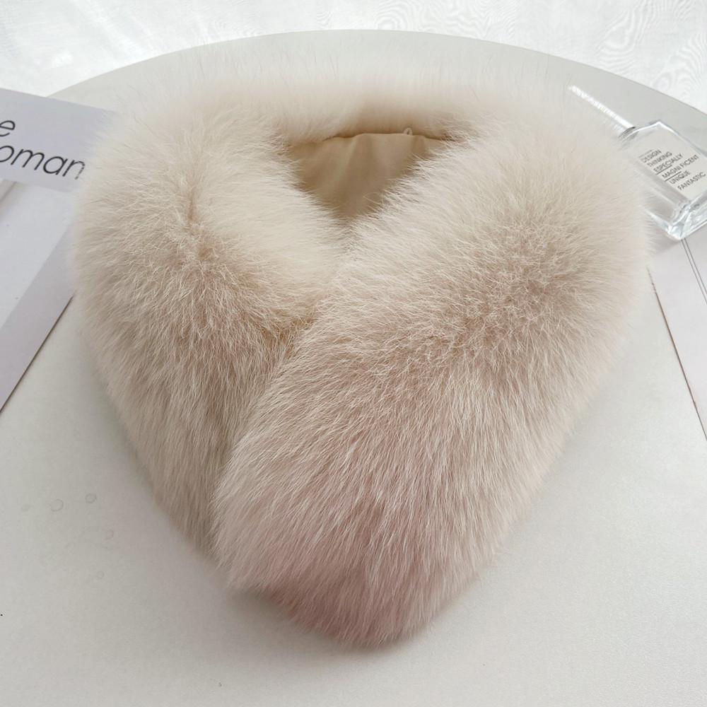 Faux Fur Snood Scarf with Magnetic Fox Fur Collar - Trendy Hanfu Down Jacket Accessory