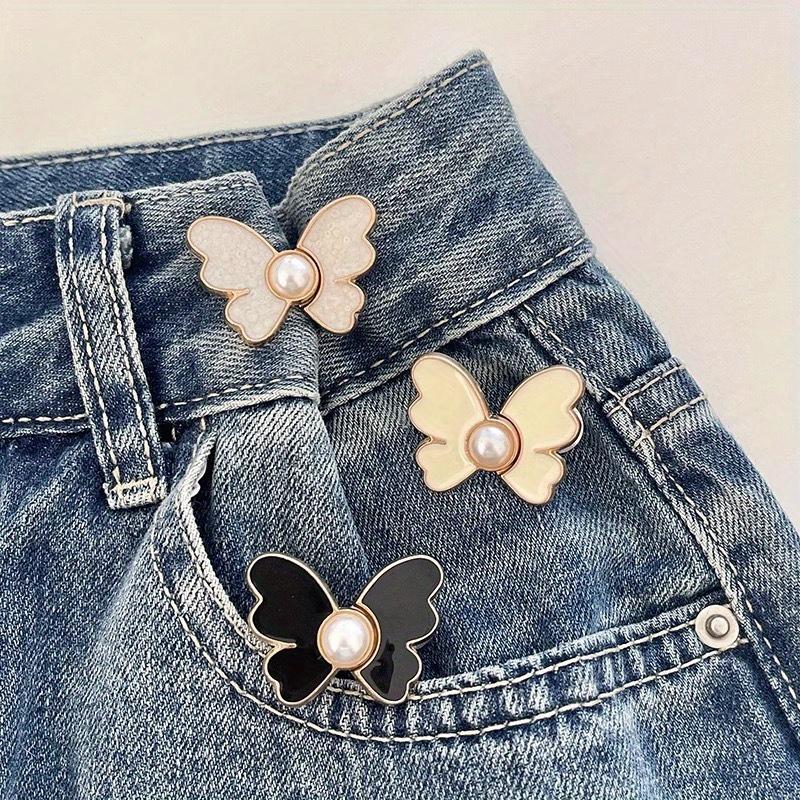 Butterfly Jeans Button Adjustable Clips for Pant Skirts Waist Tightener Buckle Snap Button Adjuster Pants Pin Retractable Button