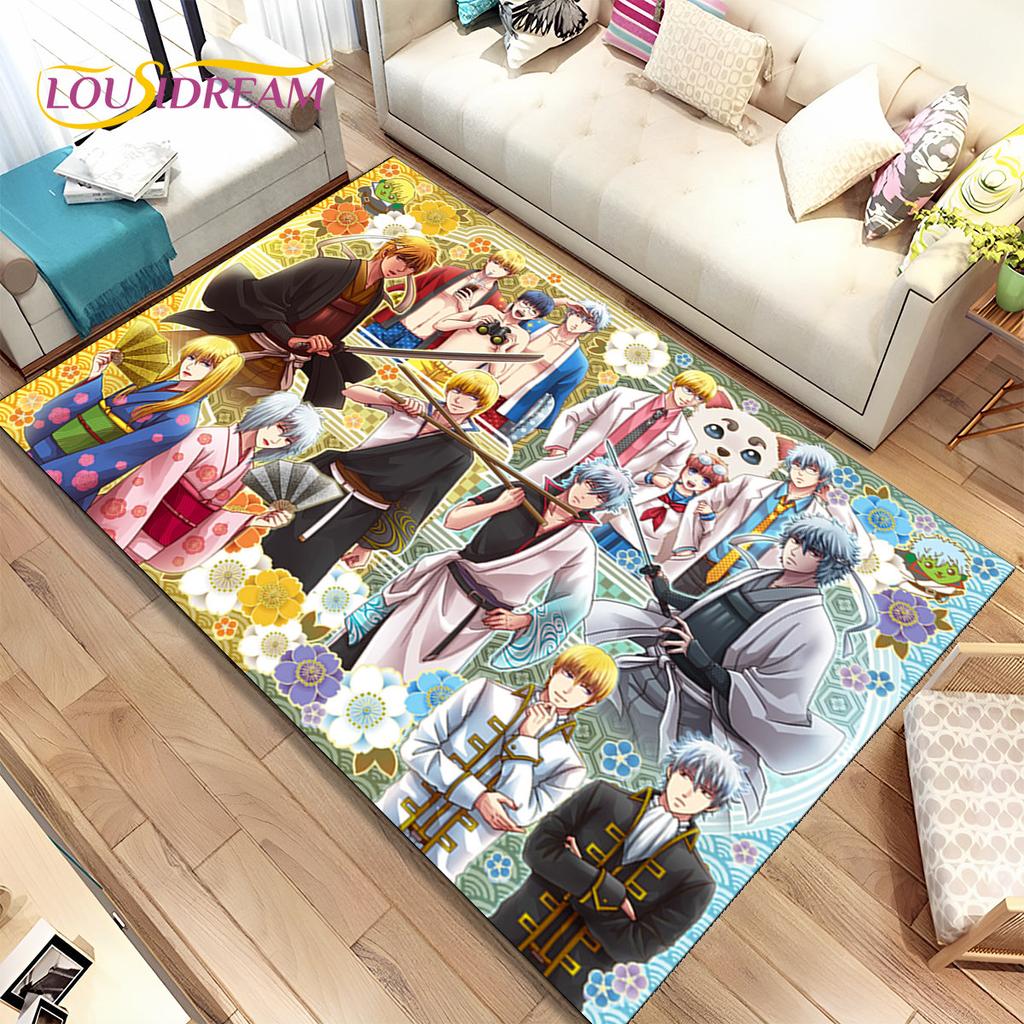 3D Gintoki Kagura Gintama Anime Area Rug,Carpet Rug for Living Room Bedroom Sofa Doormat Decoration, Kid Play Non-slip Floor Mat