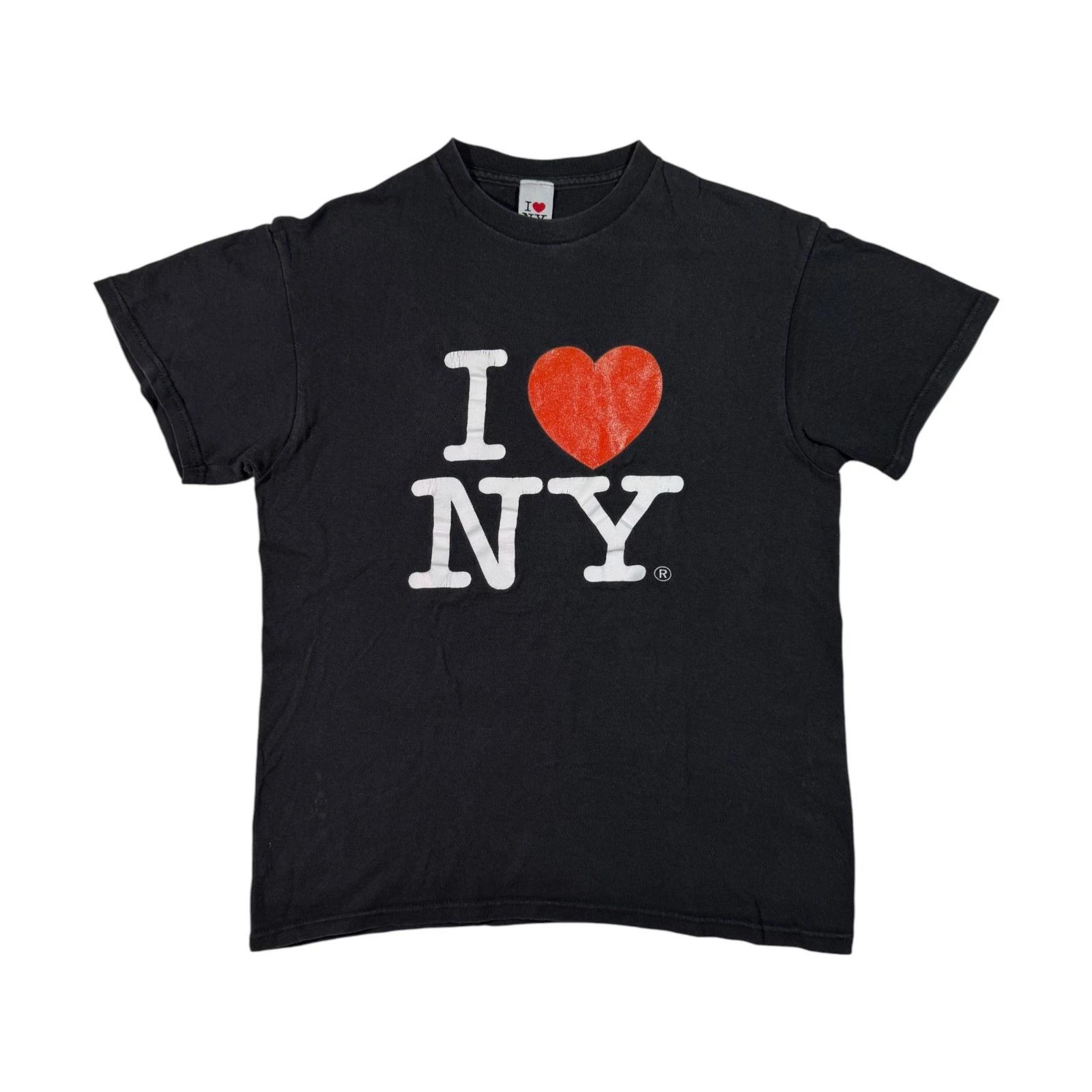 Винтажная футболка I love NY Аутентичный сувенир из Нью-Йорка Графическая черная футболка M L