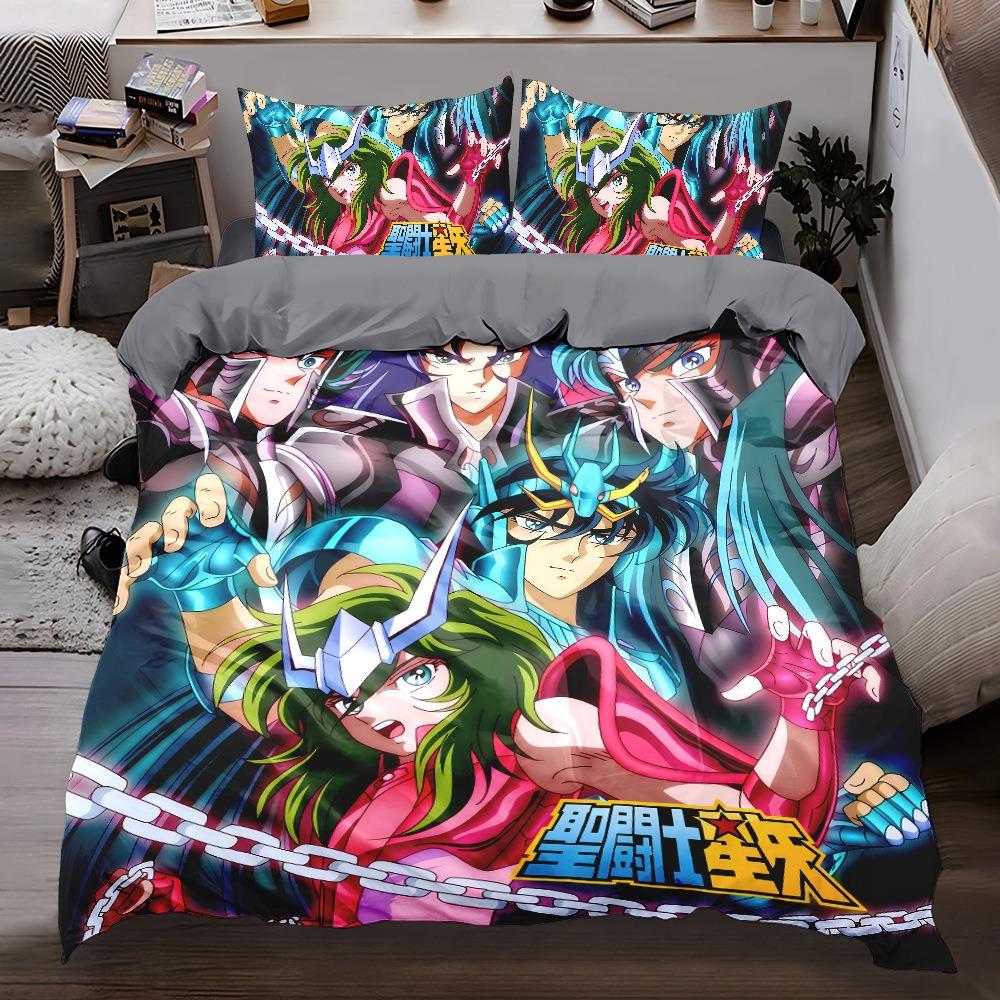 

3D аниме Saint Seiya пододеяльник комплект, HD печать Saint Seiya пододеяльник наволочка king queen size для мальчиков взрослых спальня декор 135x200cm-2pcs