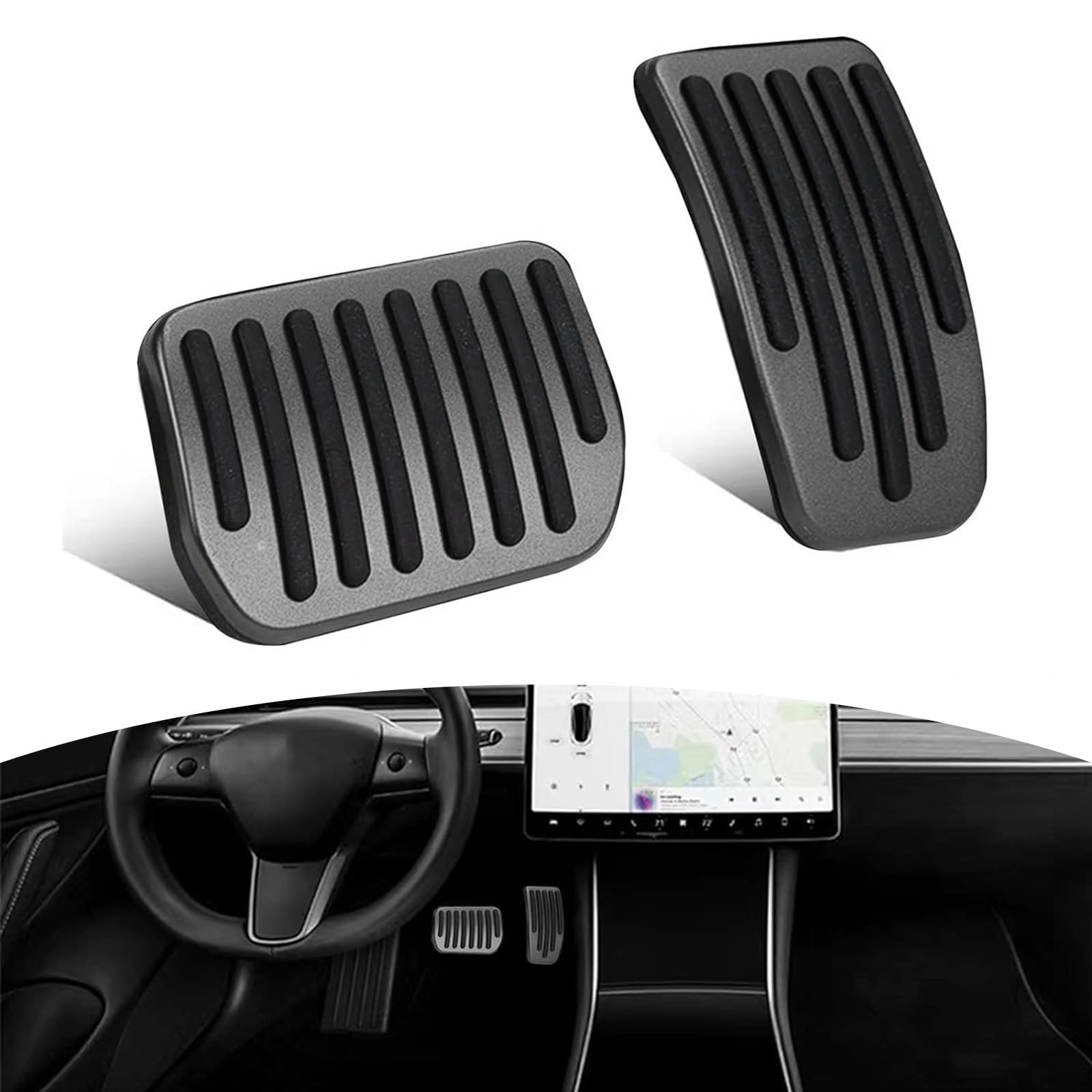 

cerfioo Автомобильная накладка на педаль, сменная, из сплава, матовая + резиновая, нескользящая, удлинитель педали акселератора, тормоза, чехол для педали, аксессуары, совместимые