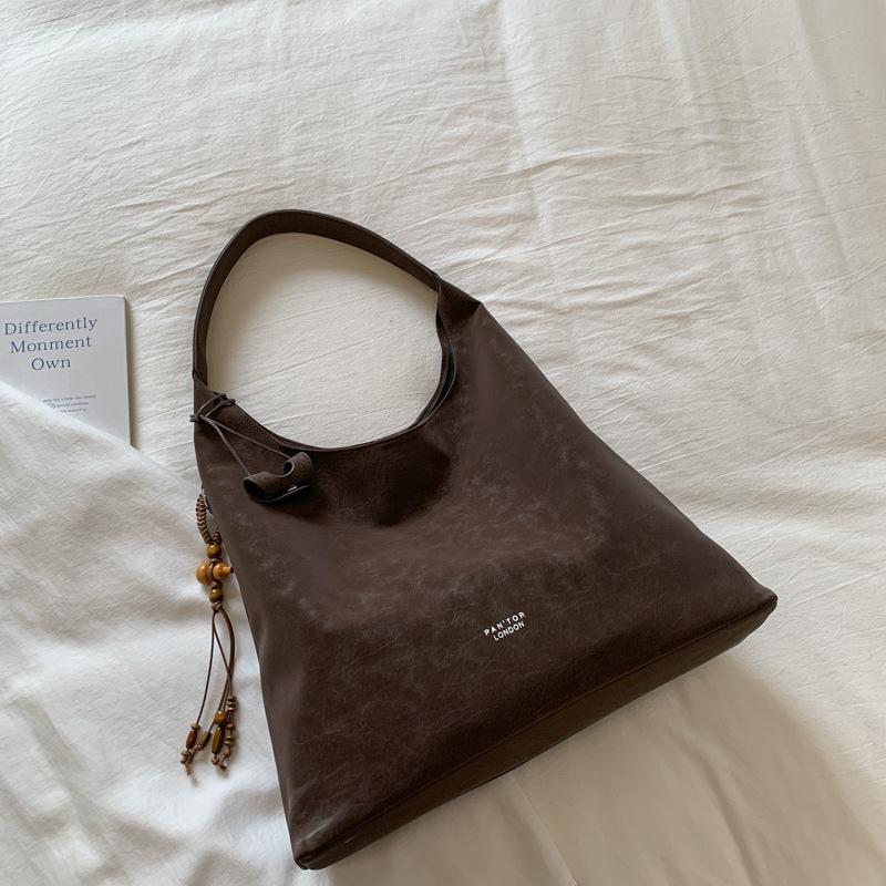 

2025 autumn new women s bag canvas fashion trend simple large capacity shoulder bag tote bag handbag women коричневый