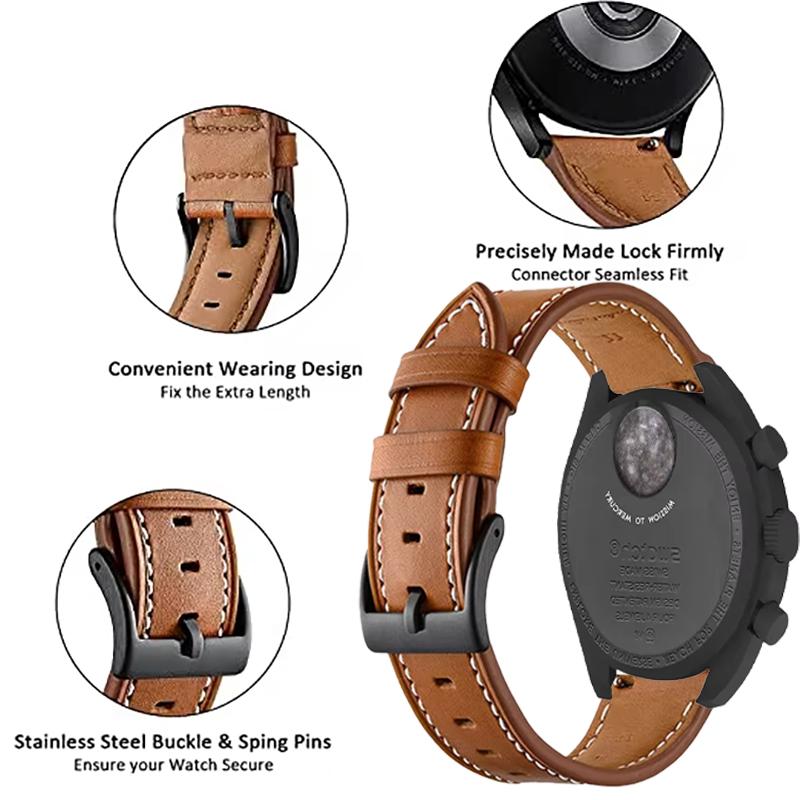 Omega X Swatch Ortaklığı İçin Vintage Deri Kayış MoonSwatch Klasik Bileklik MoonSwatch Kordon Aksesuarları Correa