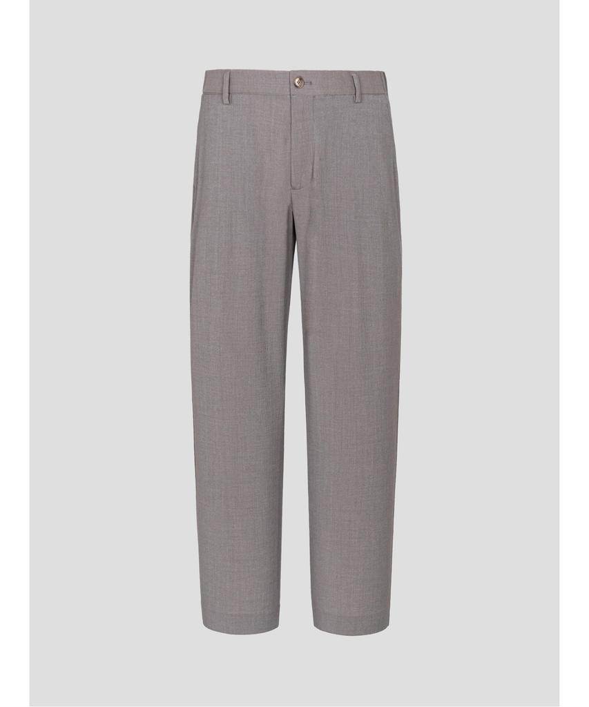 Binpolmen Wool Blend Seersucker Set-Up Tapered Pants Beige