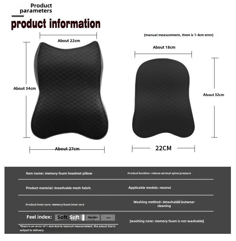 Memory-Schaum Auto-Kopfstütze & Lendenwirbelstütze Kissen Set