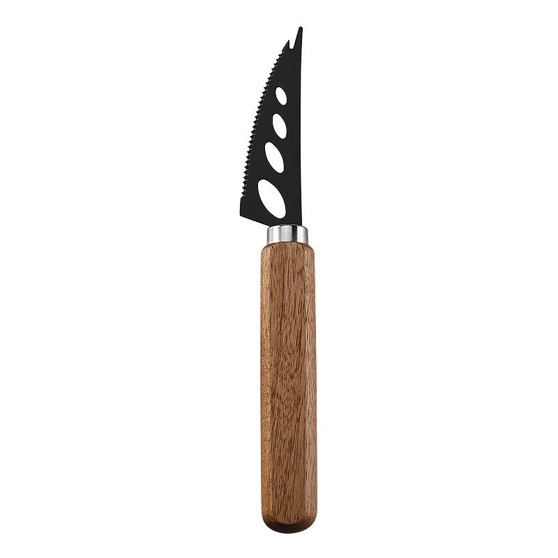 In-Stock Cheese & Butter Knife Set: Stainless Steel Black Blade with Acacia Wood Handles, Western Cutlery