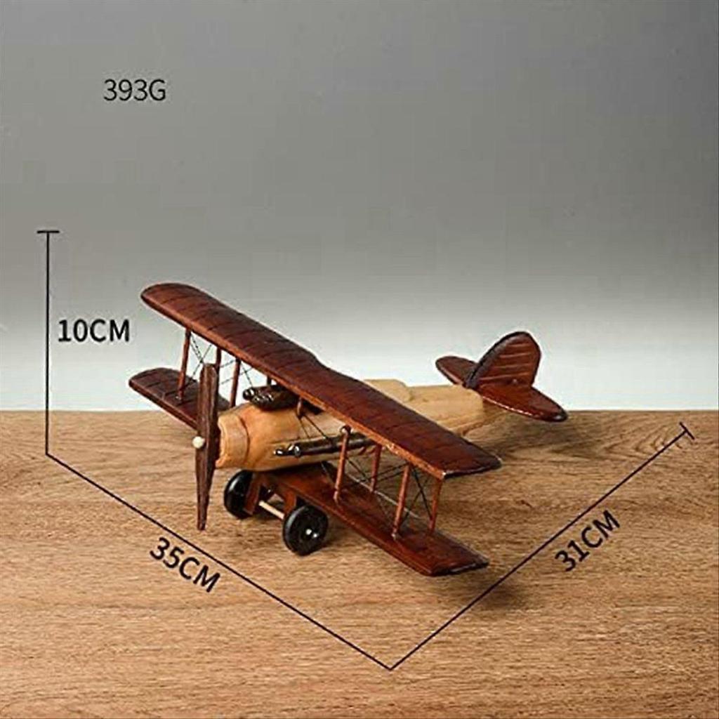 Artizanat Avioane Retro Model Avion din Lemn, Model Biplan Vintage Decorațiune Birou Recuzită Foto