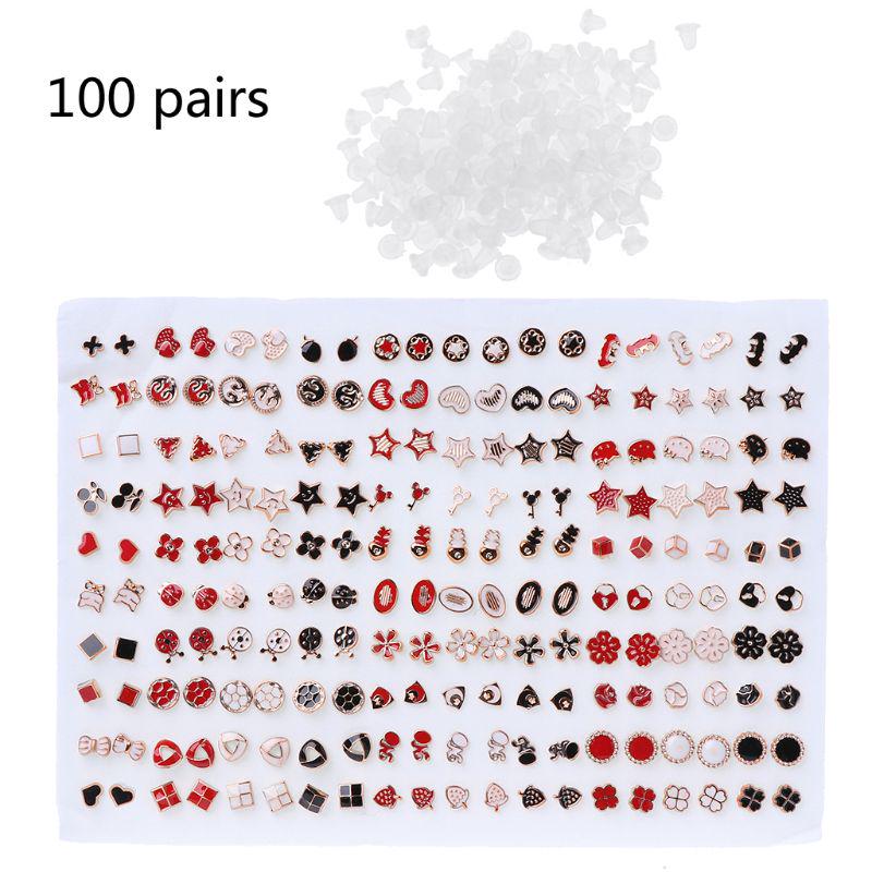100 Pairs Multiple Earrings Set for Women Stud Earrings Set Cute Earrings