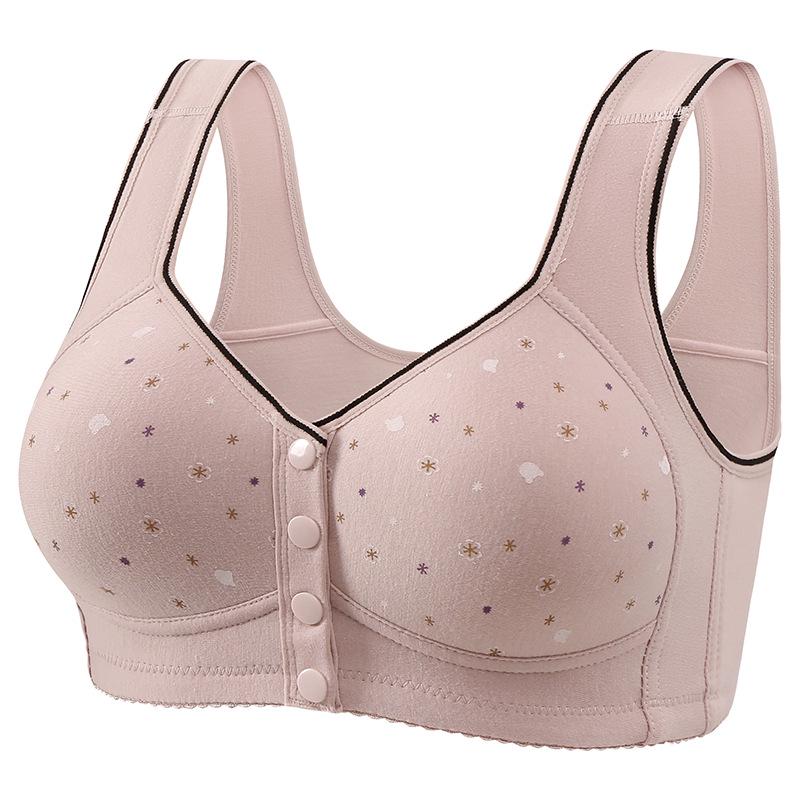Front Buckle Cotton Bra for Middle-aged & Elderly Women - Breathable, No Underwire, Plus Size