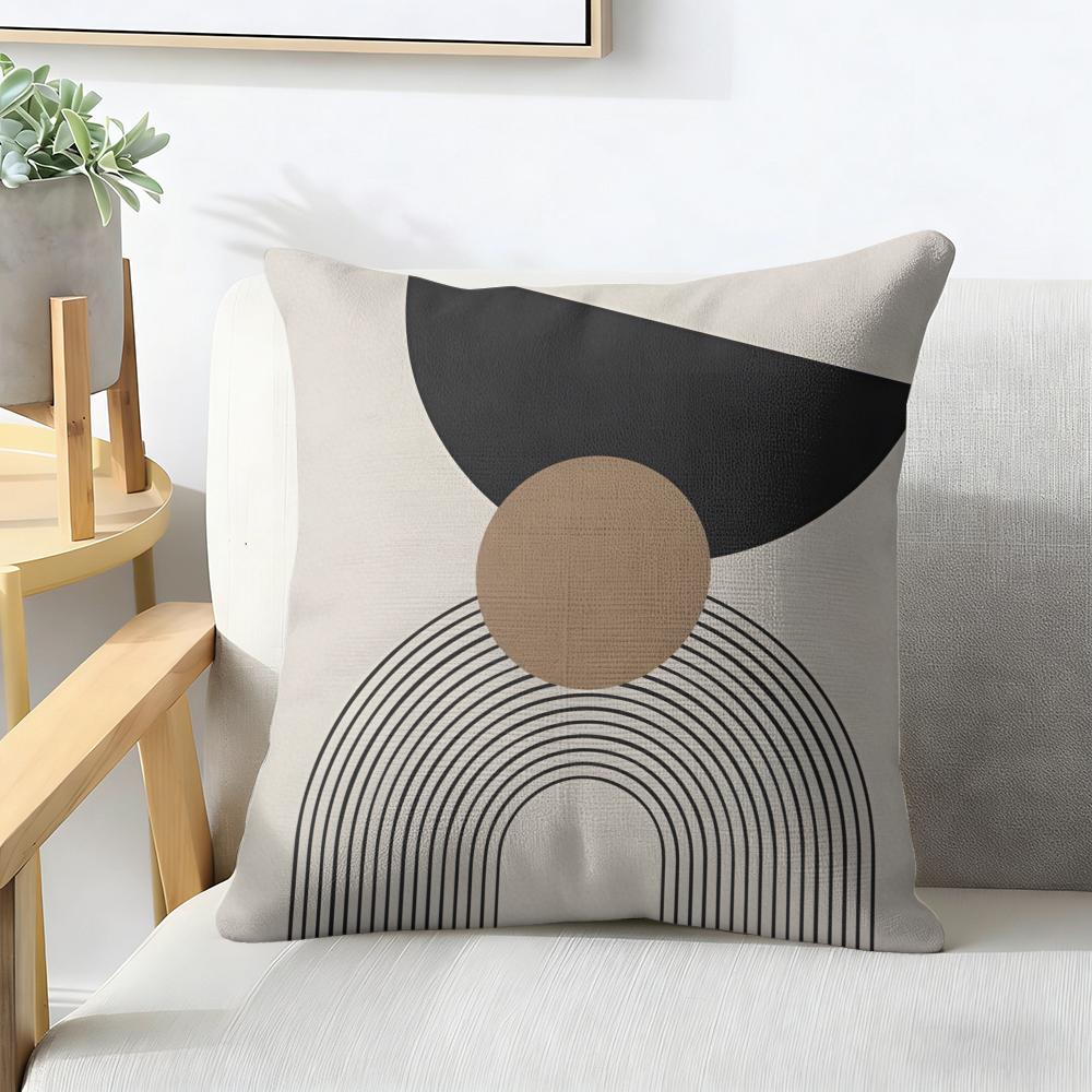 Nordic Abstract Art Cushion Cover Natural Linen Organic Fabric Double-Sided Printing Breathable Perfect For Home Decor