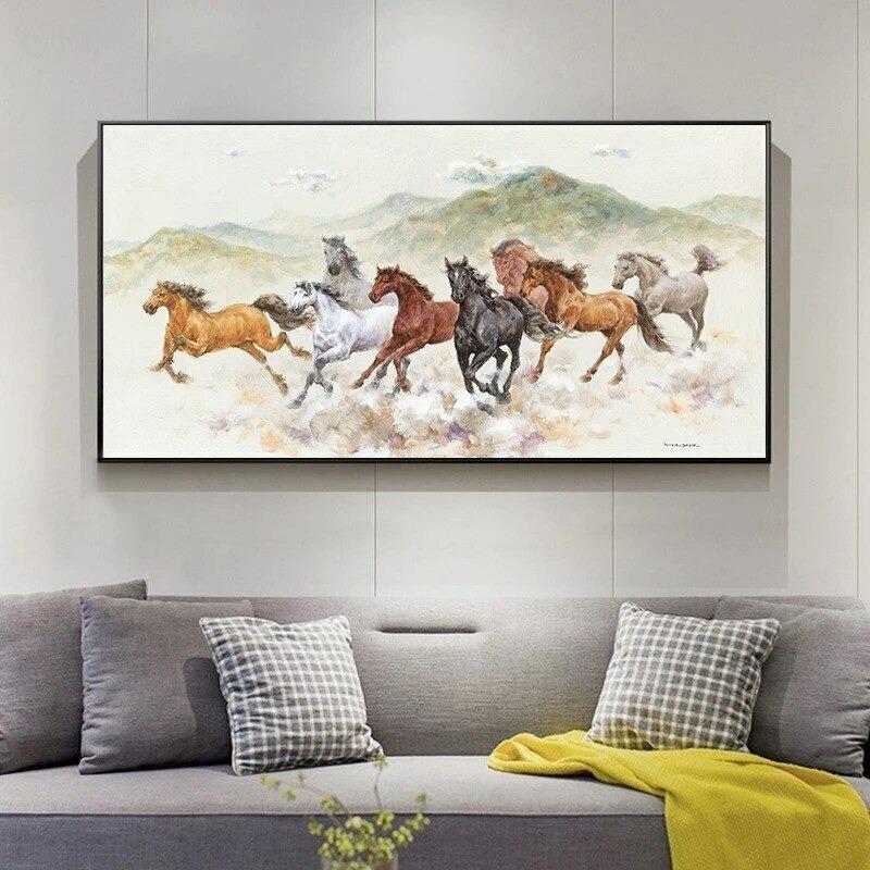 Vintage Running Horses Canvas Painting Animal Poster Wall Art Prints Art Picture For Living Room Home Decor