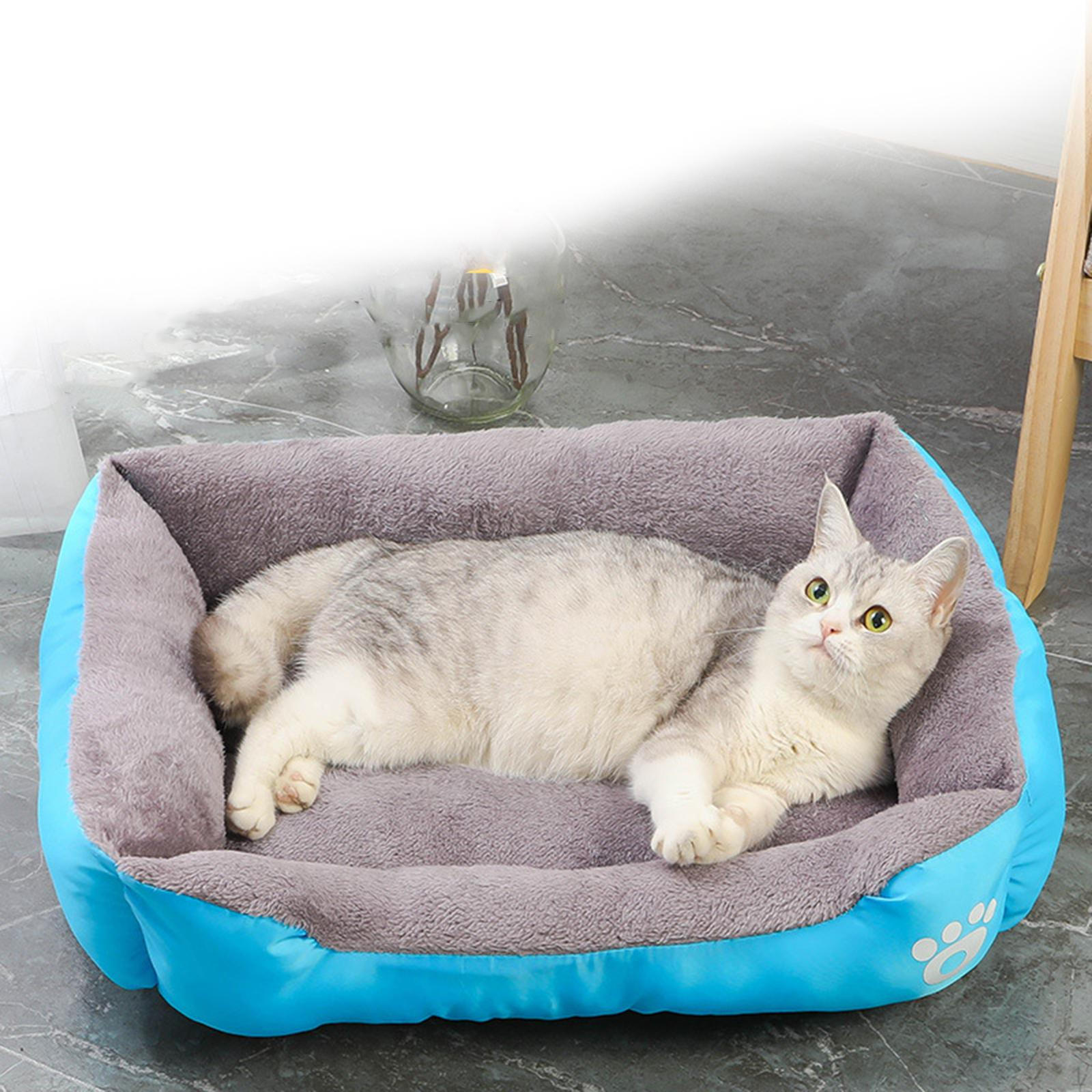 

Кровать для кошек и маленьких собак 17,7x11,8 дюйма, дышащий диван, легкие товары для домашних животных, прямоугольная противоскользящая основа синий