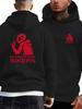 Biker Rider Peace Sign Graphic Hoodie Unisex Loose Fit Hooded Sweatshirt Front & Back Print Spring Autumn Hoody