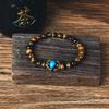 Antique Crown Tiger Eye Bracelets Men Nature Energy Stone Bead Charm Bracelet Vintage Double Dragon Claw Tiger Eye Stone Jewelry