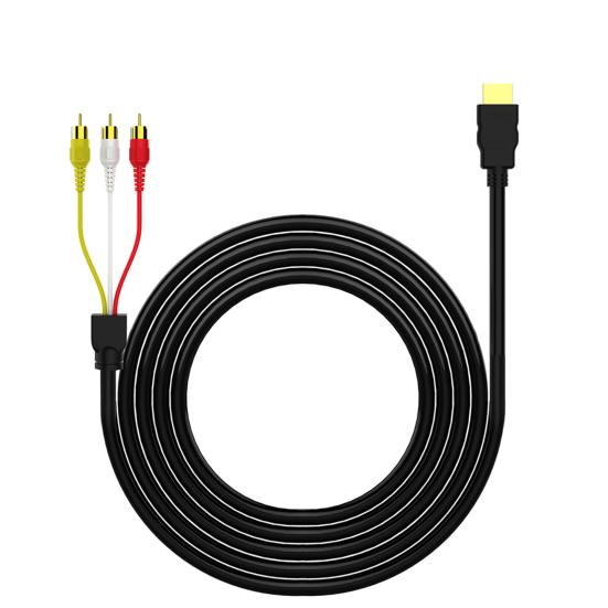2Pcs/Set RCA Cable HDMI-compatible Male to 3RCA PVC 3 RCA to SCART Adapter for TV