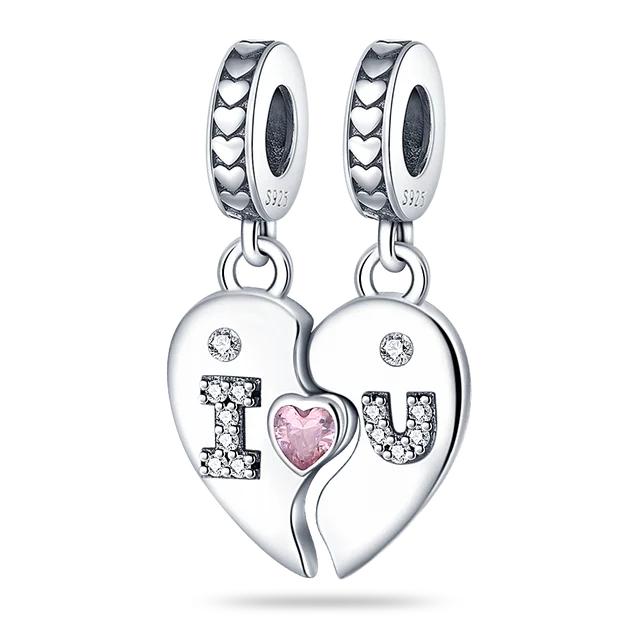 Pink Charm 100 %925 Sterling Silver Love Heart Cute Animals Koala Charms Bracelet Diy Jewelry Making
