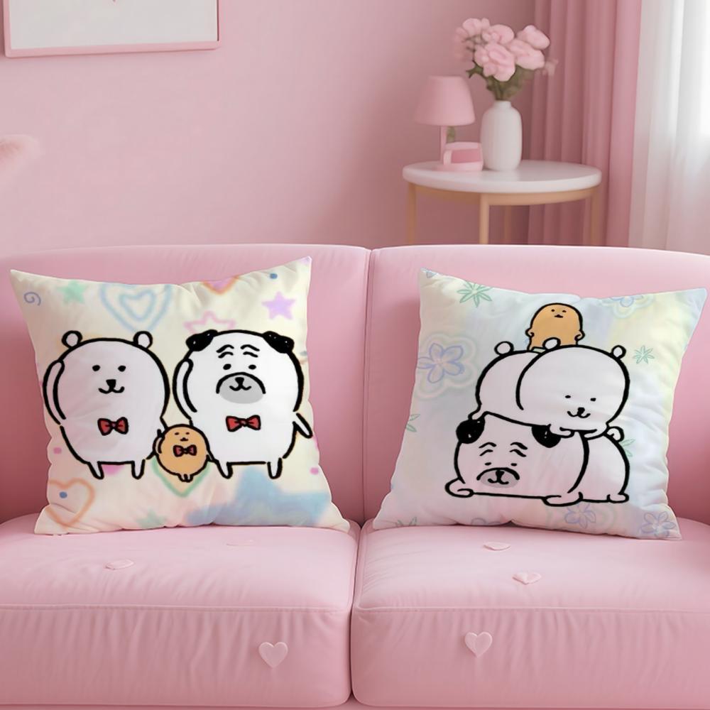 Cute J-Jokes Bear Cushion Cover Soft Short Plush Double-Sided Printing Home Decor Machine Washable Pillow Case Gift