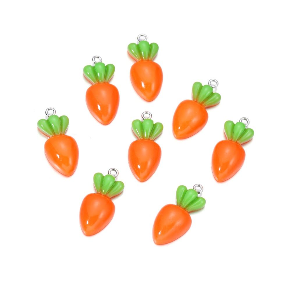 10 Stück/Los Niedliche Gemüse-Früchte Harz-Anhänger Kirsche Orange Erdbeere Halskette Armband Anhänger Für DIY Schmuckherstellung Zubehör