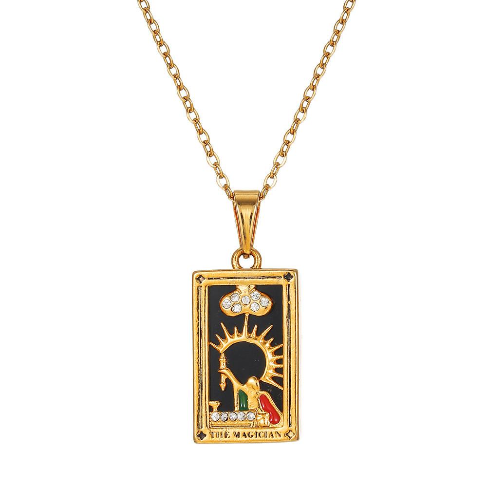 Vintage Stainless Steel Geometric Necklace With Cross Element And Multilayer Chain For Unisex