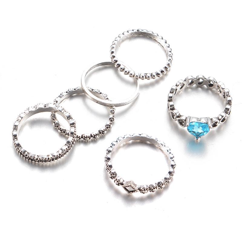 New Jewelry, Love Sapphire Ring Set 6-Piece Ring Set