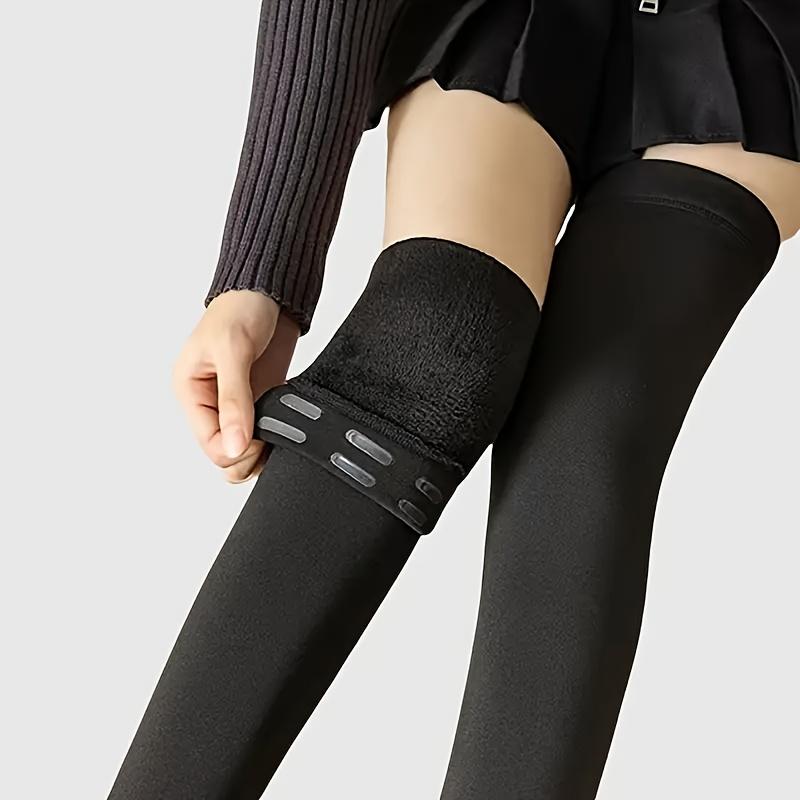 Plush Over Knee Long Socks Velvet Thick Knee Socks with Silicone Pad Anti Slip Thigh High Socks Winter Warm High Tube Stockings