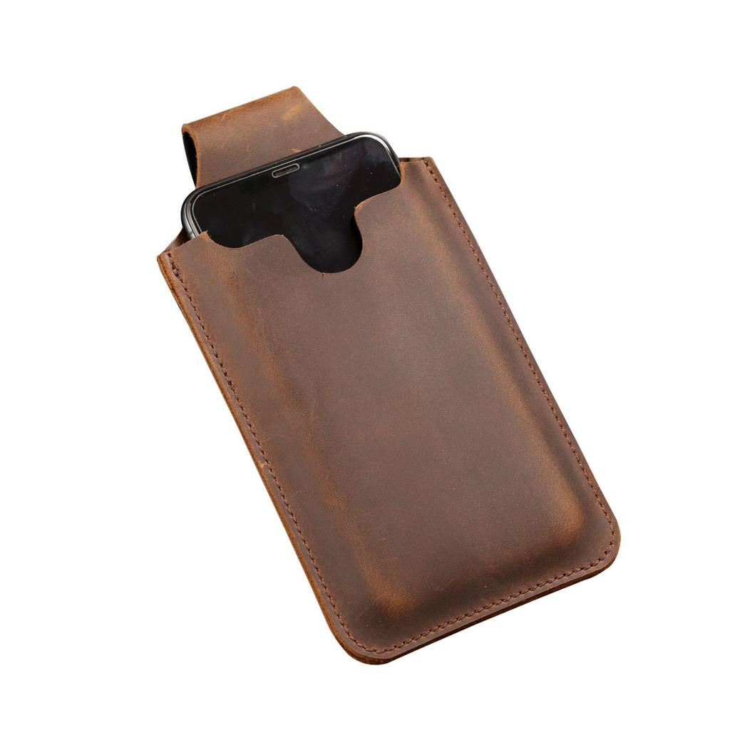 Genuine Leather EDC Tactical Phone Pouch - Men's Outdoor Waist Protective Case