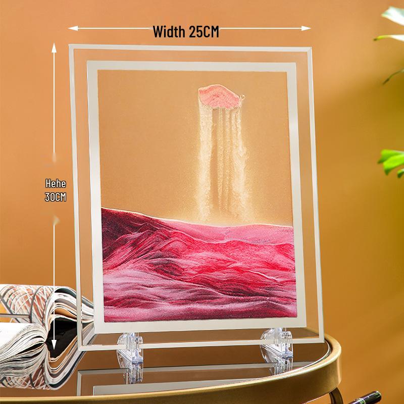 Ornament 3D Ruchomy Piasek Lustrzane Krawędzie Kwadratowy Obraz do Salonu - Szklana Dekoracja Rękodzieła Zestaw na Prezent