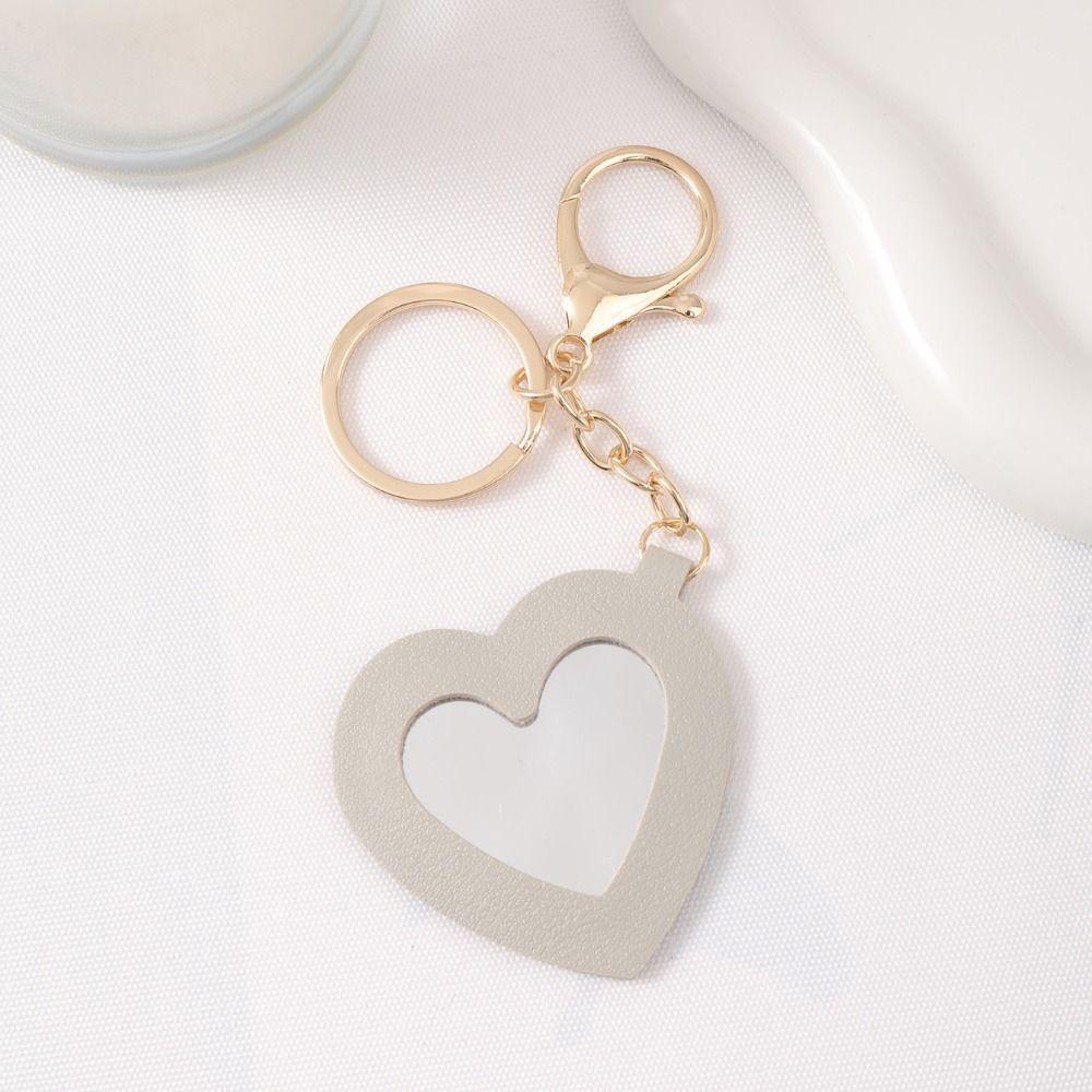Espelho Cosmético de Coração Trinket Chaveiro com Argola de Chave Maquiagem Mini Espelho Feminino Senhora Menina